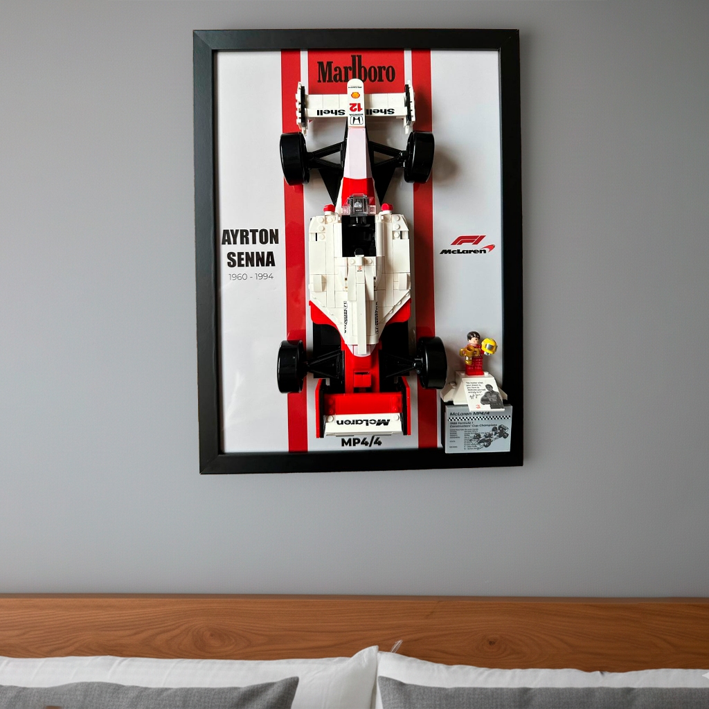 Quadro Expositor Lego McLaren MP4/4 Ayrton Senna A3 com Acrílico 2mm
