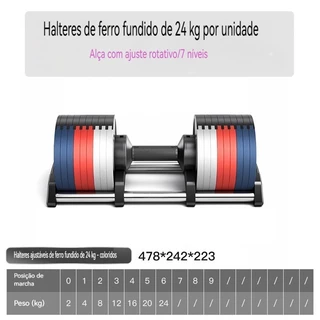 Dumbbell Halter Gallant Regulável Colorido 24Kg Com Base Elite Pro 4Kg Ajustável