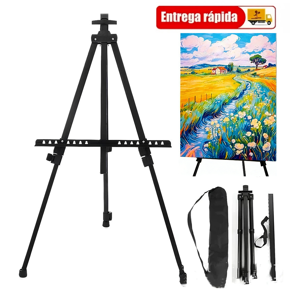 Cavalete Tripé de Pintura Ajustável até 1.60m, Aço Leve e Do