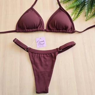 Biquíni Cortininha Fita Fio Dental Marquinha de Bronze Bojo Removível em Oferta na Shopee