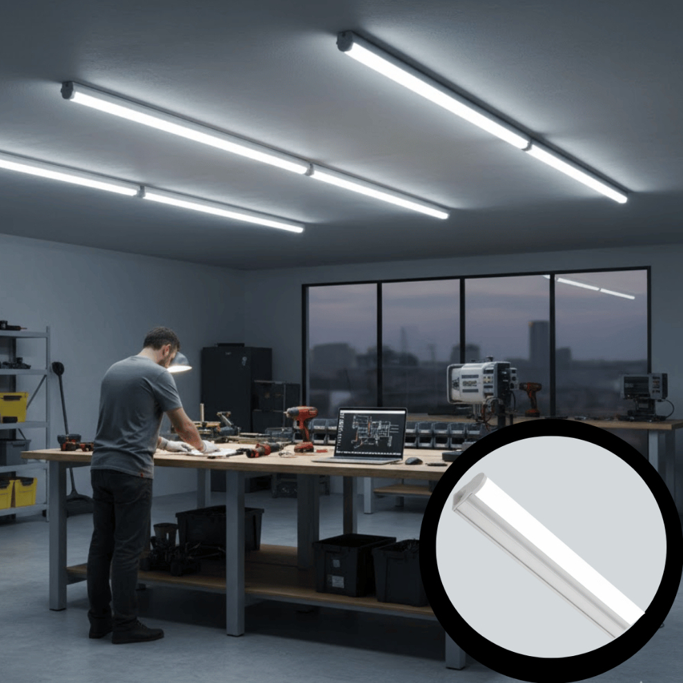 Lâmpada Tubular T8 com Calha Prata 20w 120cm Sobrepor LED Branco Frio ...