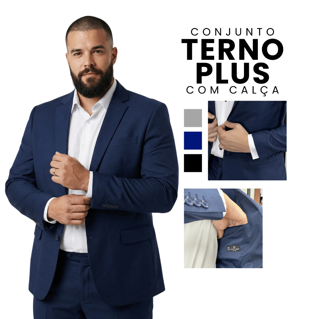Terno Executivo Masculino Plus Size Completo Premium Tecido Flexivel ...