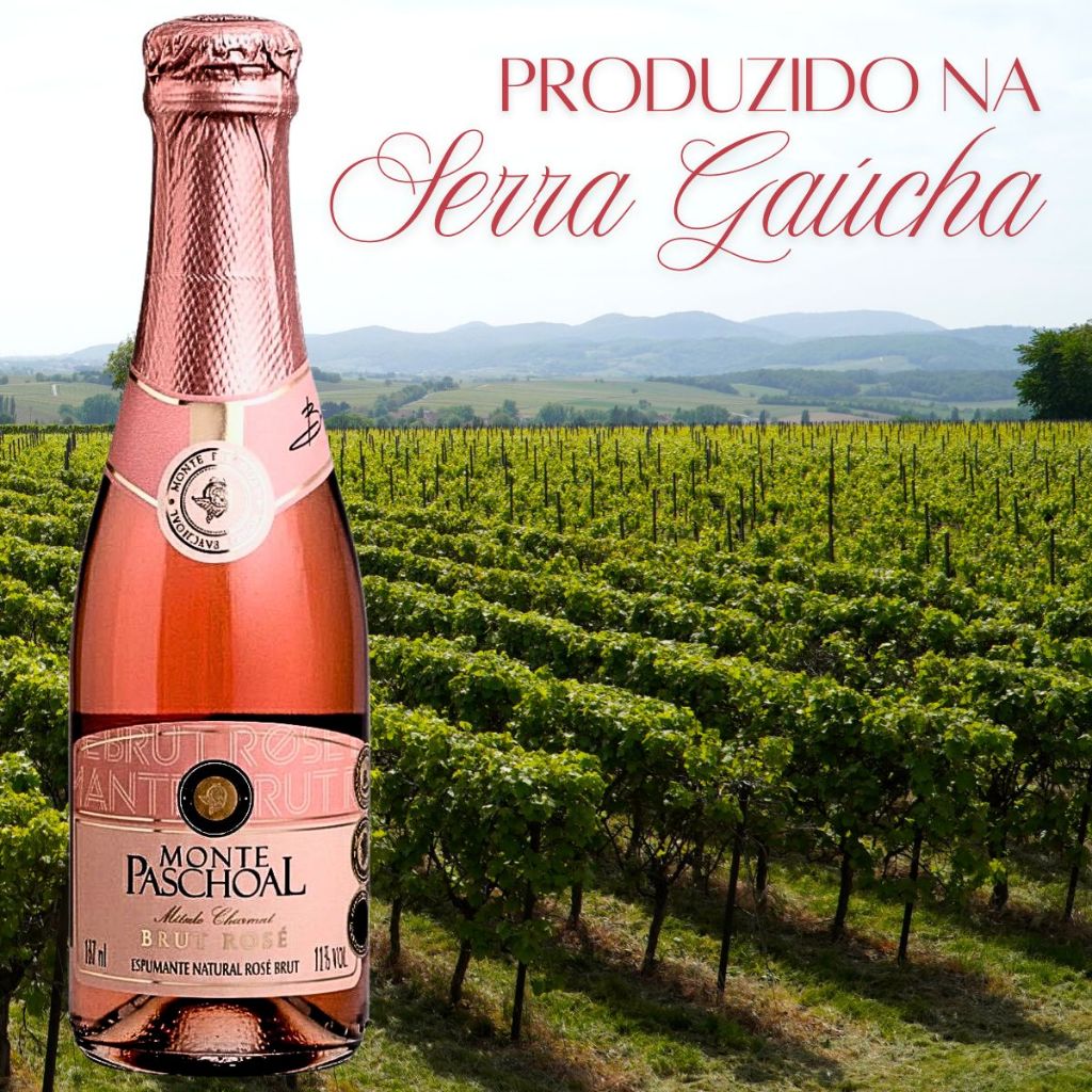 24 Mini Espumante Brut Rosé 187ml Monte Paschoal Lembrancinha