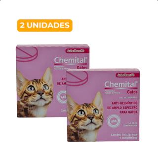 Kit 2 Chemital Gatos Vermifugo Anti-helmíntico 4kg Chemitec em Oferta na Shopee
