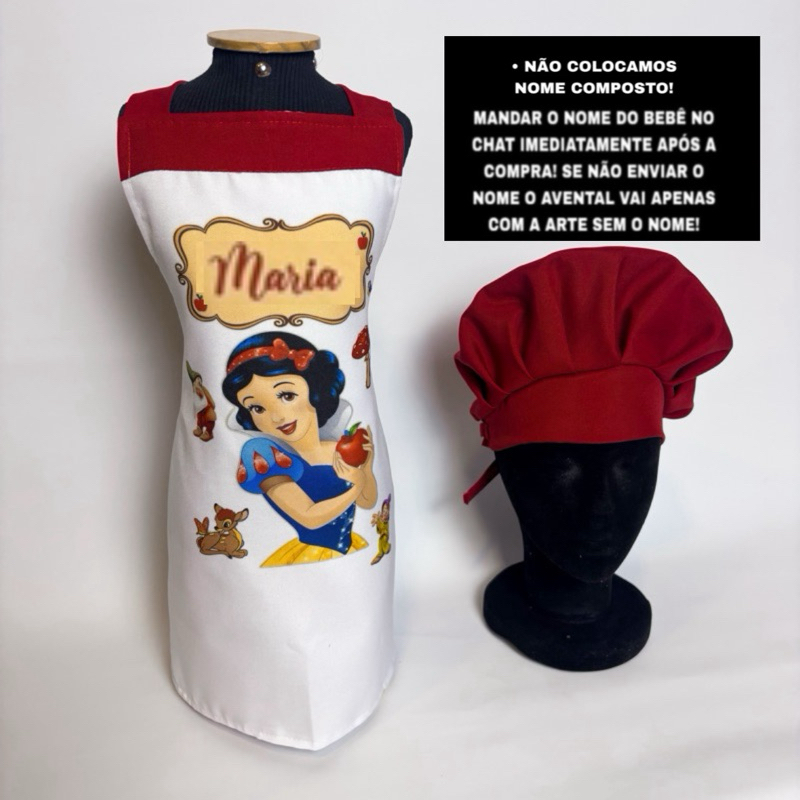 Avental Personalizado e touca de confeiteiro
