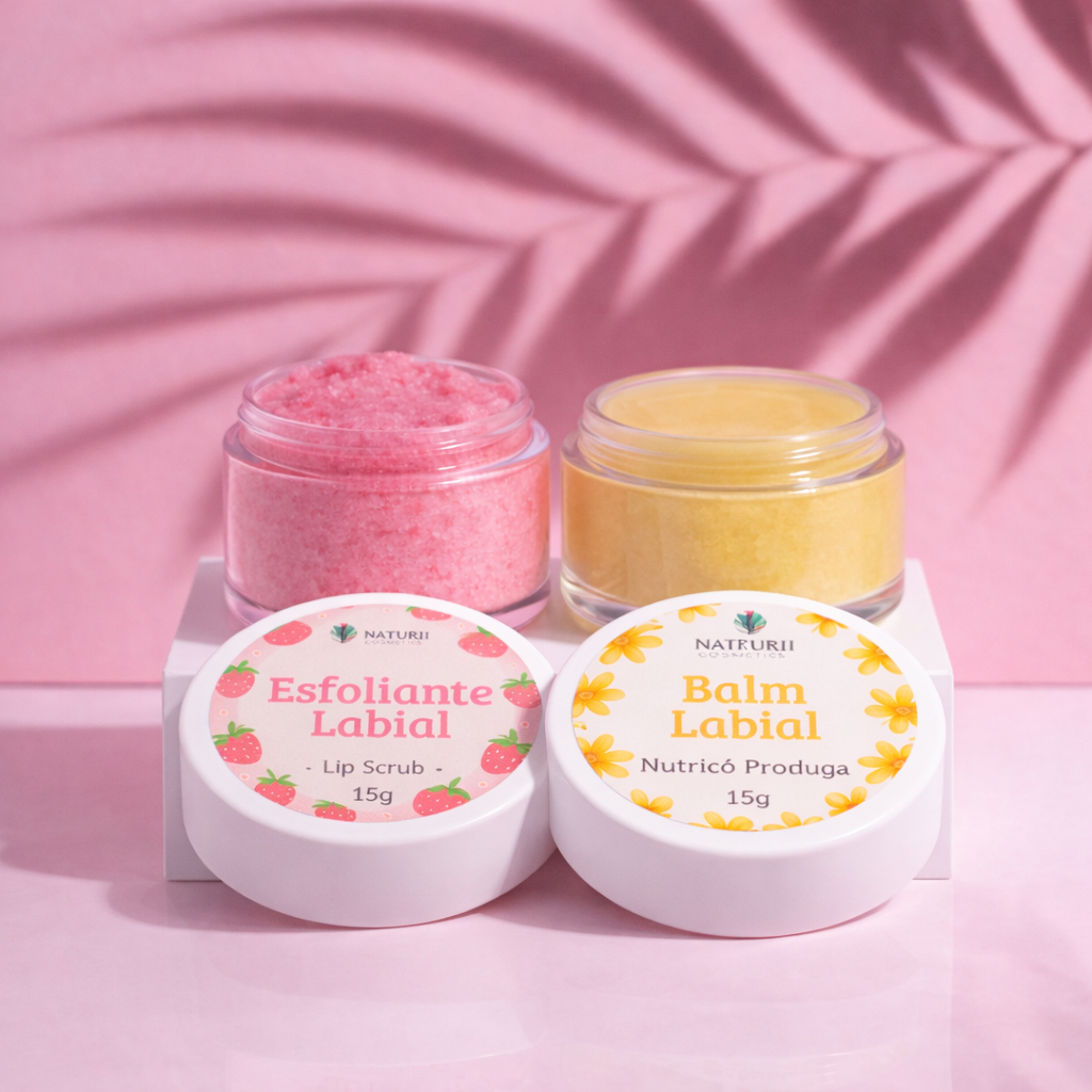Kit Lip Balm Hidratante Labial e Lip Scrub Esfoliante Labial