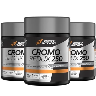 Kit 3x Cromo Redux 250mcg 714% Vd Total 180 Caps Bodyaction em Oferta na Shopee