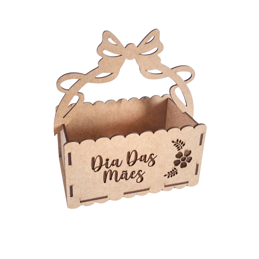 Mini Cesta Caixote Lembrança Dia das Mães mdf Cru Presentes em Oferta na Shopee