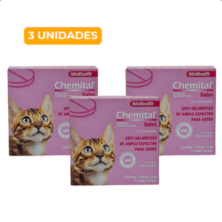 Kit 3 Chemital Vermifugo Gatos 4kg Uso Veterinário em Oferta na Shopee