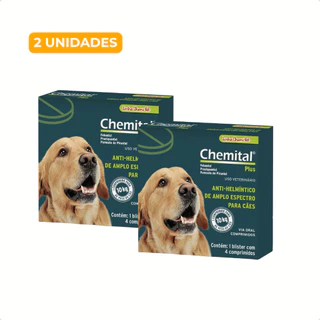 Kit 2 Vermifugo Chemital Plus Cães 10kg Anti-helmíntico Chemital em Oferta na Shopee