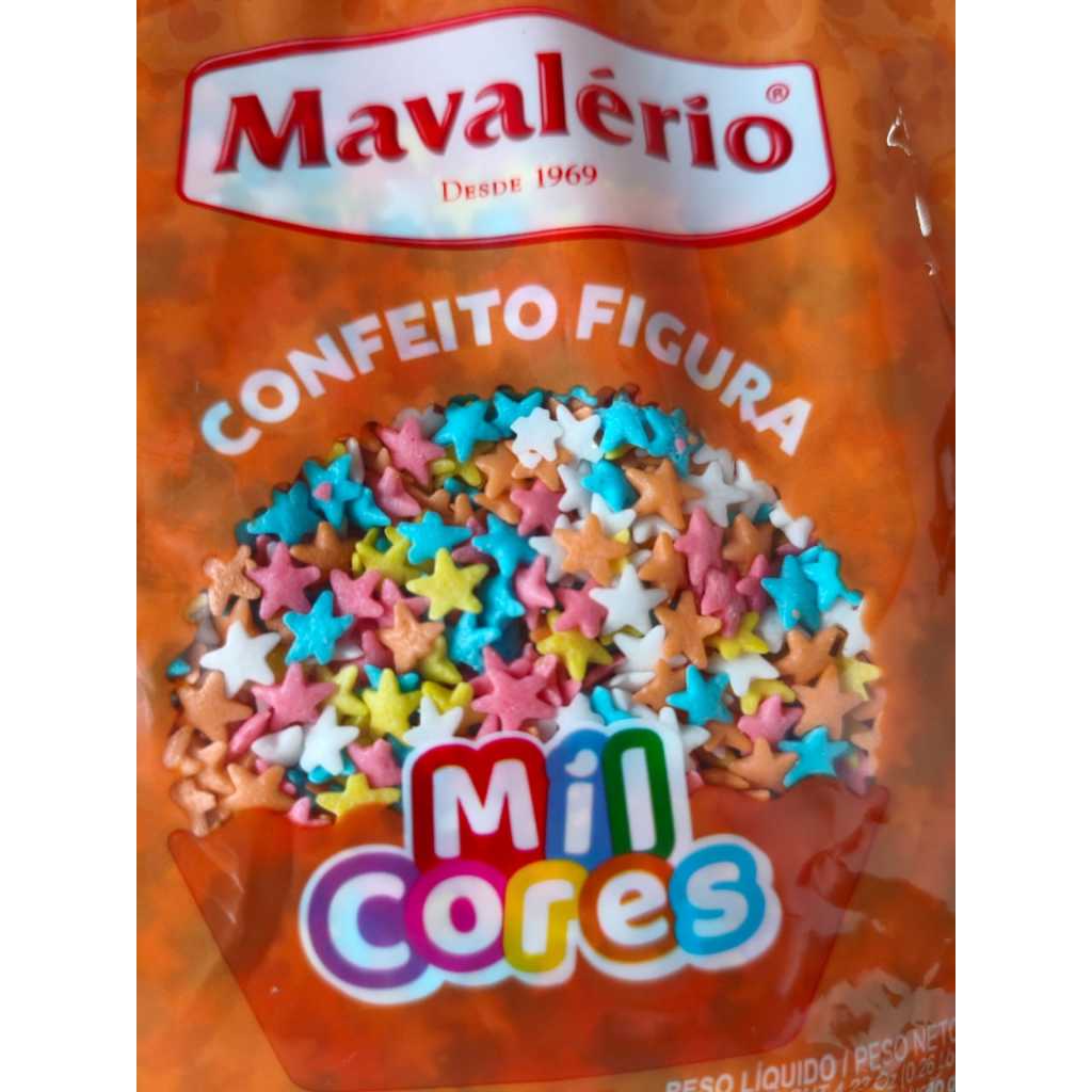 Confeito Figura Estrelinha 120g Mil Cores - Mavalério Natal