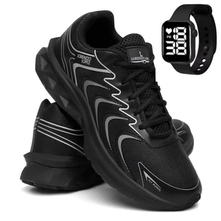 Tênis Masculino Esportivo Confortável Leve + Relogio Smart