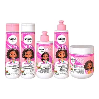 Kit Shampoo + Condicionador + Máscara + Ativador de Cachos + Creme de Pentear SOS Cachos Kids Hidratação em Oferta na Shopee