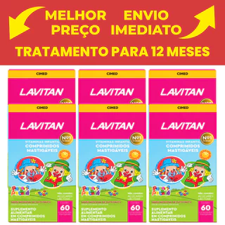 Lavitan Patati Patata Vitamina Sabor Tutti Frutti Cimed C/60 Cpr - Kit com 6 em Oferta na Shopee