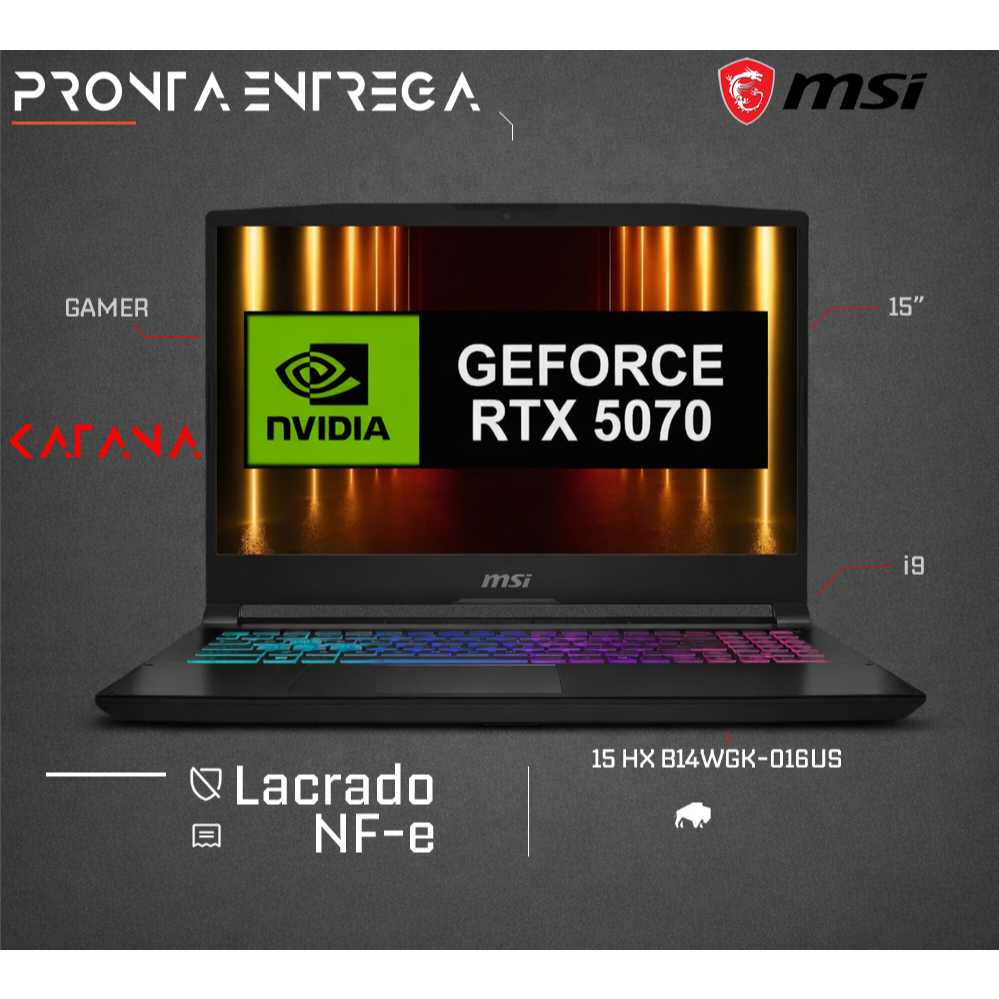Notebook MSI Katana intel i9-14900HX 32GB DDR5 SSD NVME 1TB