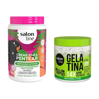 Kit Definição Gelatina #todecacho 550g + Creme para Pentear 1 kg - Salon Line em Oferta na Shopee