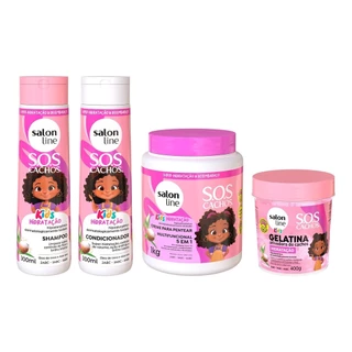 Kit SOS Cachos Kids Hidratação com Gelatina e Creme Multifuncional 5 em 1 em Oferta na Shopee