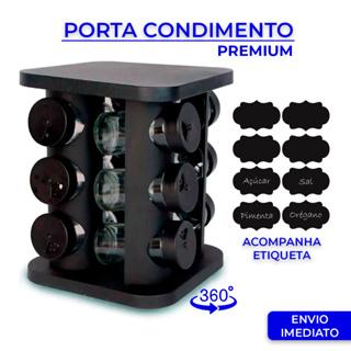 Porta Temperos Profissional Giratório Potes Vidro com Tampa Dosadora Condimentos Envio Imediato