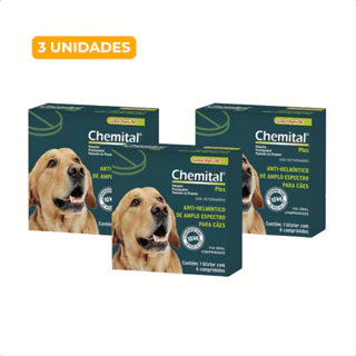 Kit 3 Vermífugo Chemital Plus Cães 10kg Amplo Espectro Chemitec em Oferta na Shopee