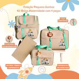 Kit maternidade personalizado 4 peças | Coleção Safari em Oferta na Shopee