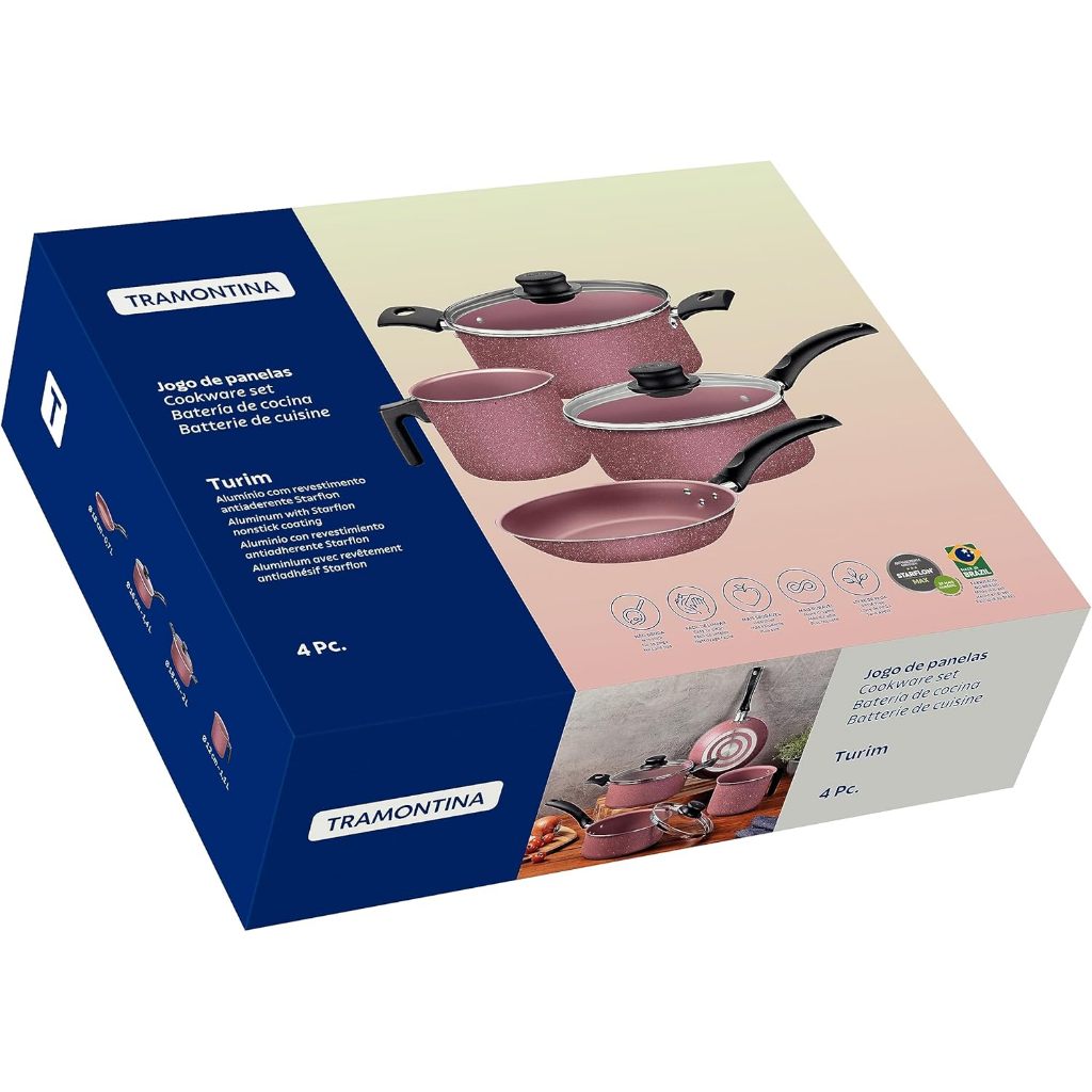 Jogo de Panelas Linz Rosa - Tramontina | Shopee Brasil
