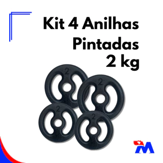 Kit 4 Anilhas Pintadas 2kg Musculação Treinamento