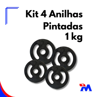 Kit 4 Anilhas Pintadas 1kg Musculação Treinamento