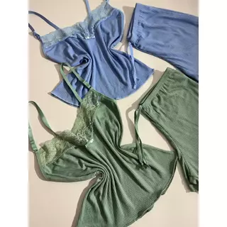 Baby Doll Canelado com Renda Conforto Estilo Noites Suaves Pijama em Oferta na Shopee