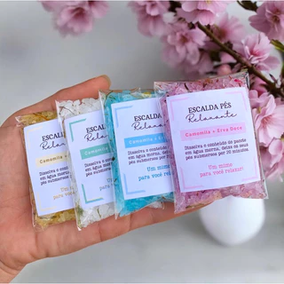 20/50 sachês de escalda pés camomila rosa e branco lembrancinha dia da mulher mimo cliente aniversário casamento azul em Oferta na Shopee