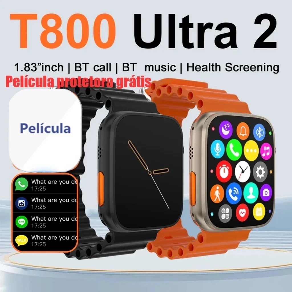 2025 Nova Série 8 Relógio T800 Ultra Smart Watch Esportivo Sem Fio À Prova D'água T800 Ultra2 MAX