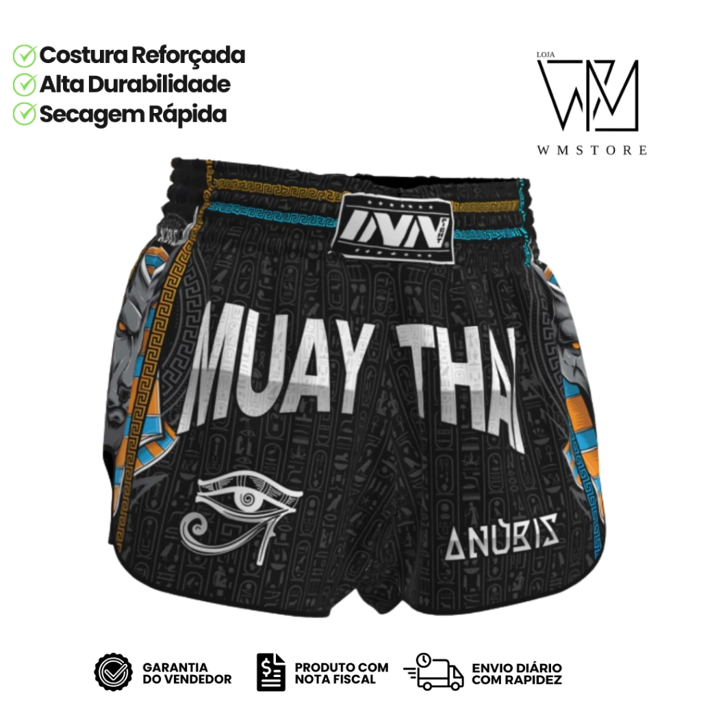 Short Muay Thai Boxing Tailandês Curto Anúbis Preto | Shopee Brasil