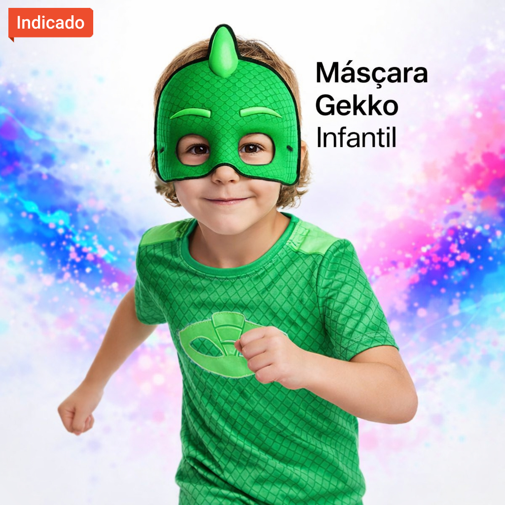 Fantasia PJ Mask Lagartixo + Rabinho + Mascara de Plush Premium