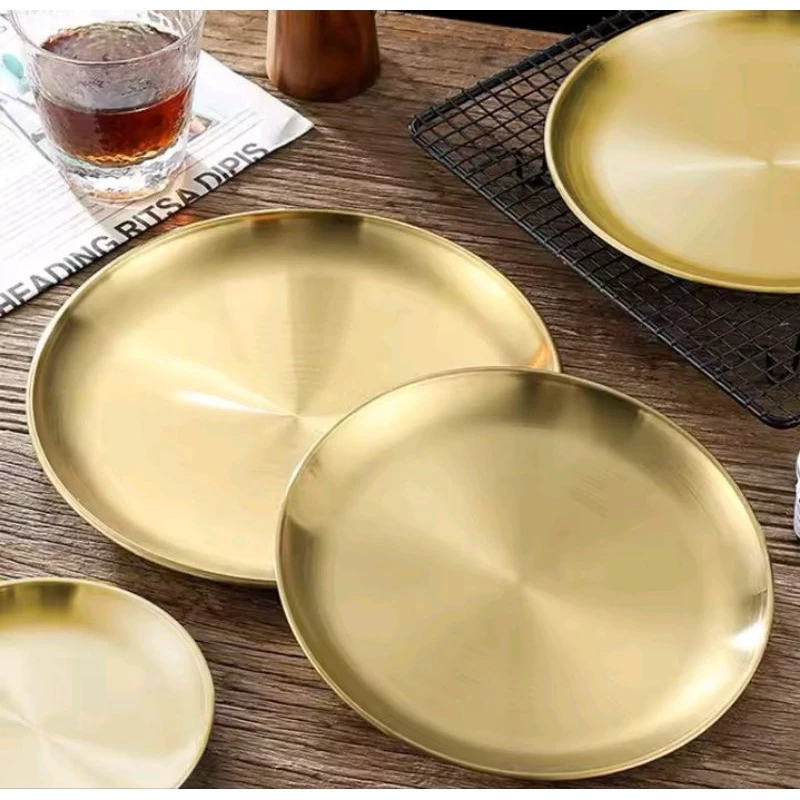 Kit Pratos Sobremesa Aço Inox Dourado 17cm Com 2pçs