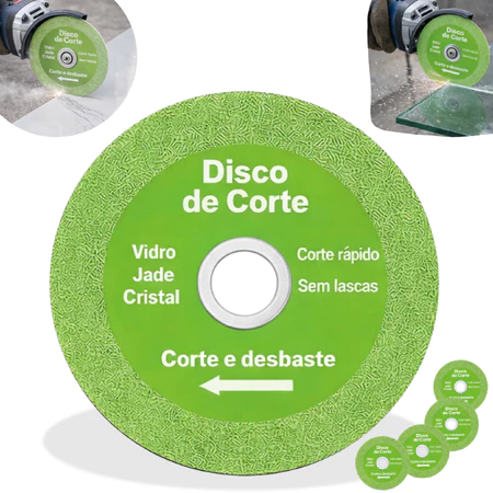 Disco de Corte Diamantado para Vidro Porcelana Piso Cerâmica Verde 100mm Kit 1/3/5