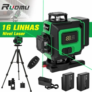 Nivel a laser 16 linhas profissional verde nível laser ​​2 baterias