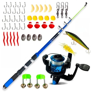 Kit Vara De Pesca 60-120lbs Completa Com Molinete Esportiva Ao Ar Livre Robalo Portátil + Acessórios