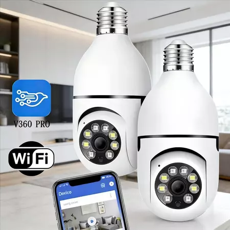 KIT 2 Câmera segurança wi-fi ip sem fio V360 encaixe lampada aplicativo ptz full HD visão noturna