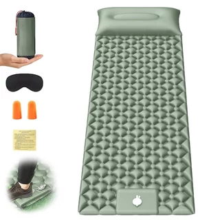 Colchão Inflável Solteiro Camping 2 em 1 com Travesseiro + Máscara e Tampões em Oferta na Shopee