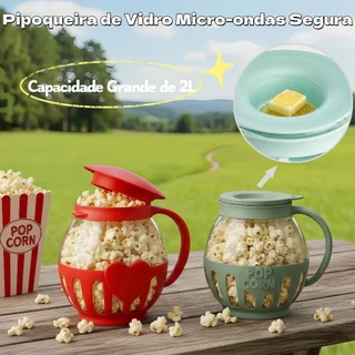 Pipoqueira Micro-ondas de Vidro Fitness 2L,Sem Óleo, Saudável e Prática