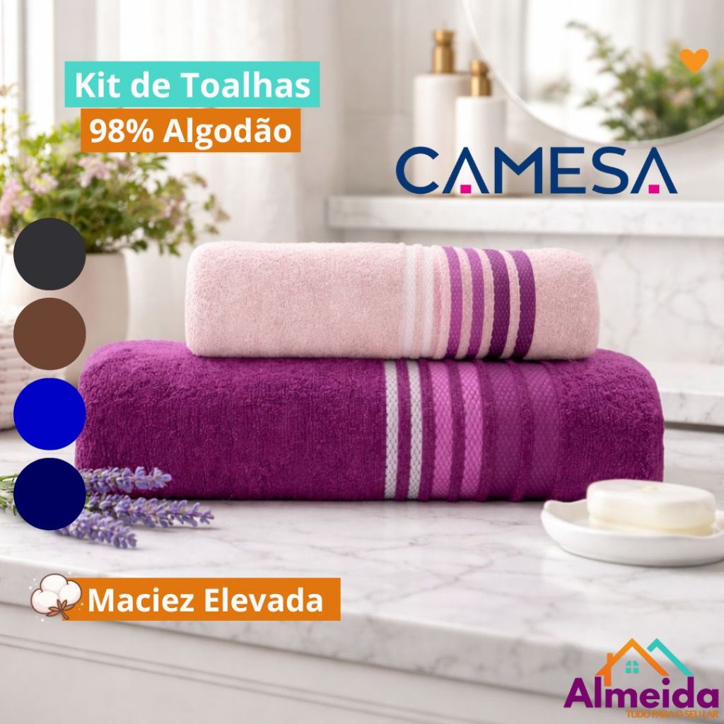 Kit de Toalhas Camesa Dynamo Select 4 Peças 98% Algodão Toalha