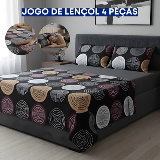 Jogo De Lençol 4 Peças Casal Queen Percal 400 Fios Estampado Maciez Superior Conforto Premium em Oferta na Shopee