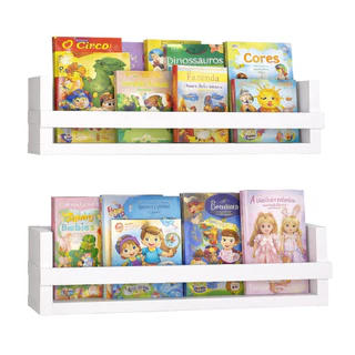 2 Prateleiras Porta Livro Decorativo De Parede Mdf Organizador  Book  Nicho Infantil Suporte Montado em Oferta na Shopee