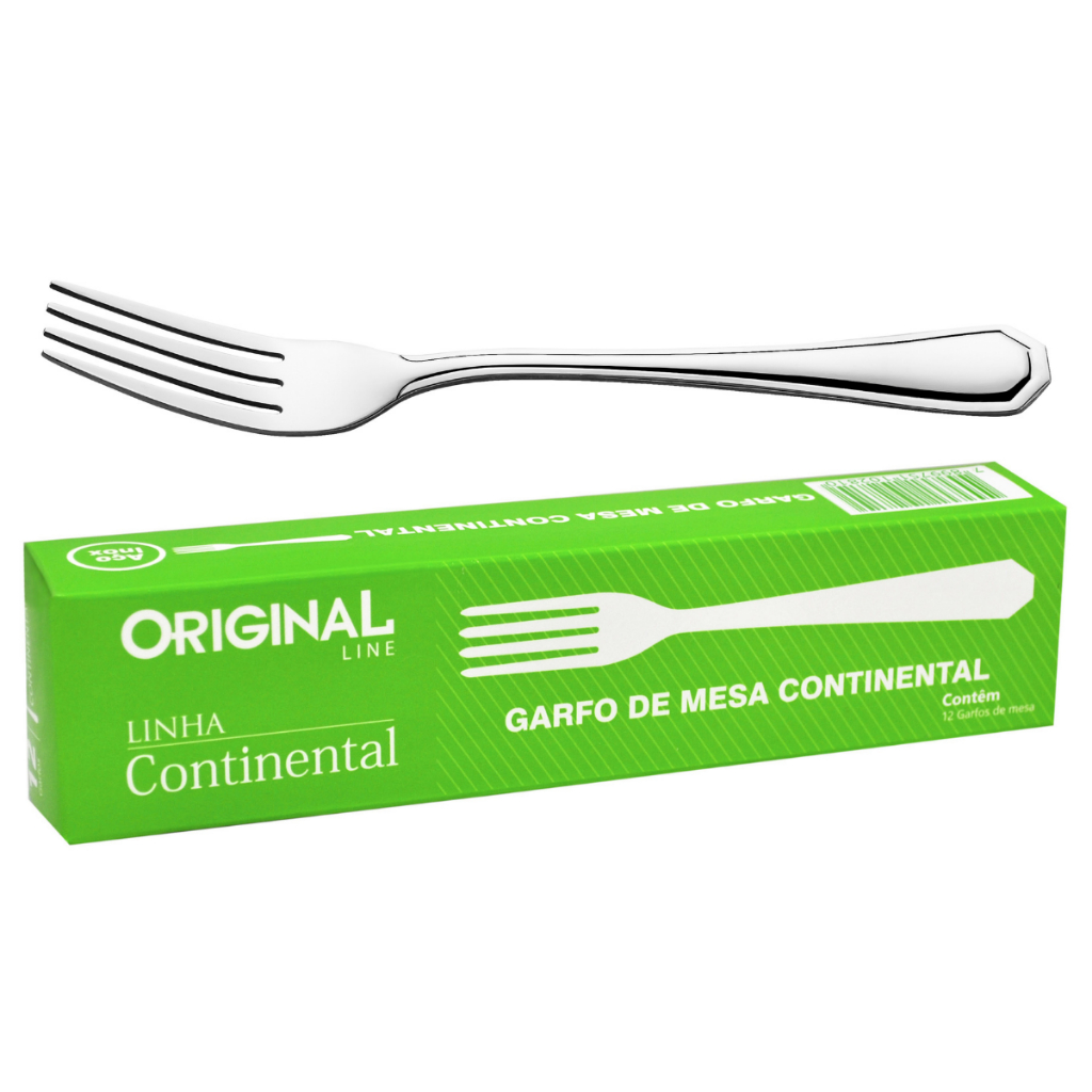 Kit 12 Garfos de Mesa Aço Inox Talheres para Restaurantes, Bares, Pizzaria Continental Original Line