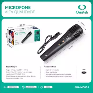 Microfone Profissional Com Fio Dinâmico Karaokê Palestras Eventos Onistek