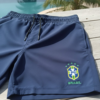 Bermuda Tactel Seleção Brasileira Brasil em Oferta na Shopee