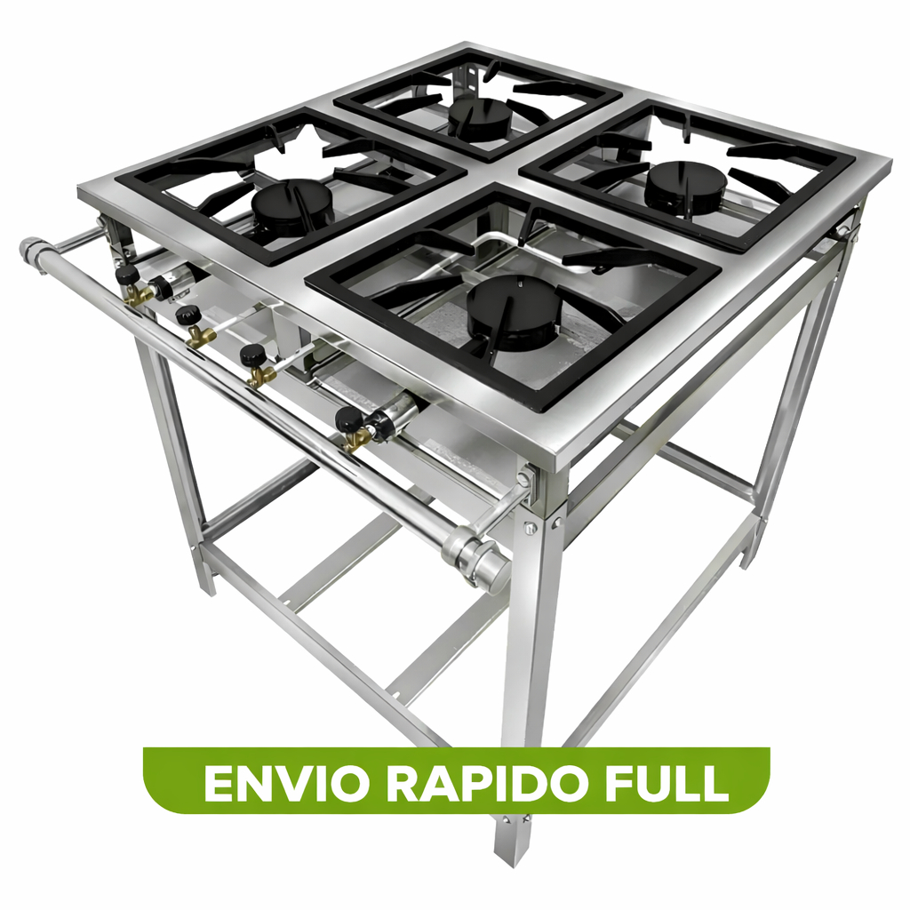 Fogão Industrial Alta Pressão 4 Bocas Em Inox Chama Forte Co