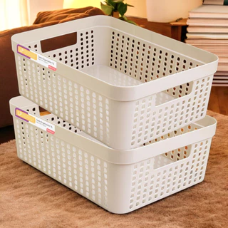 Kit 2 Cestos Organizadores 11 Litros Multiuso Cesto Grande em Plástico Resistente em Oferta na Shopee