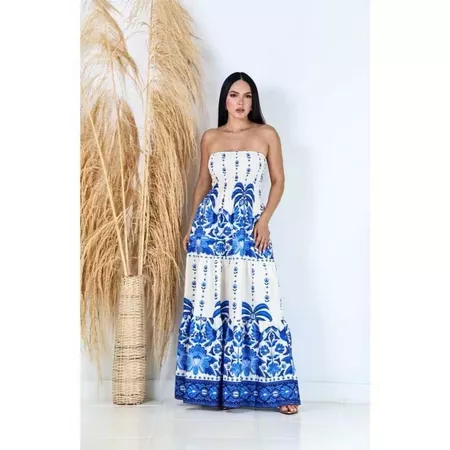 Vestido Tropical Longo Tomara que Caia Estampado – Moda Feminina 2026 ENTREGA INMEDIATO
