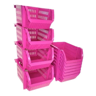 10 Cesto Caixa Bin Empilhável Rosa Organizador Expositor Estoque Loja Plástico 13x25cm Produtos em Oferta na Shopee