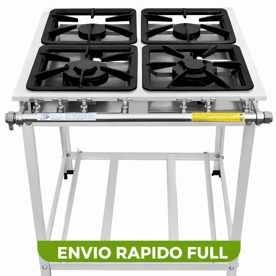 Fogão Industrial 4 Bocas Reforçado Inox Baixa Pressão Estamp